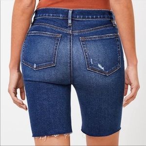 LOFT Frayed Denim High Waist Bike Short NEW!